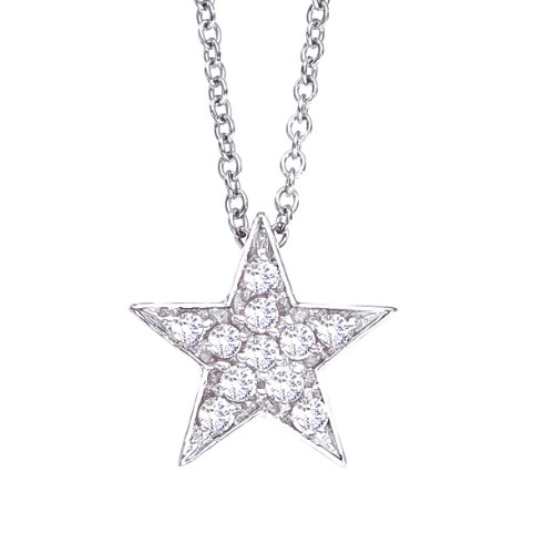 14k White gold and diamonds star necklace
