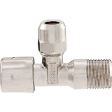 Sanifri 470010465 Eckventil 2er Set, Messing poliert-verchromt mit Verl&auml;ngerung und Schubrosette. Quetschverschraubung 3/8 Zoll, Anschlu&szlig; 1/2 Zoll