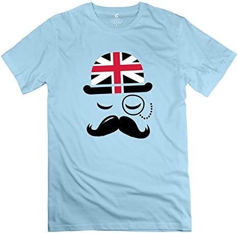 Sihan Vintage English Gentleman Sir Boss With Moustache Men's Classic Tees Size XL SkyBlue