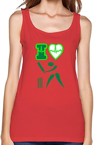 Women Love Cricket Heart Tank Top Red