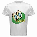 Men's Customized ADVERTISINGS LOOK ATTENTION 100% Cotton White T-shirt