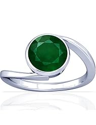 Platinum Round Cut Emerald Womens Astrological Ring