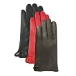 Luxury Lane Women's Cashmere Lined Lambskin Leather Gloves with Buttons in Black, Chocolate, or Red