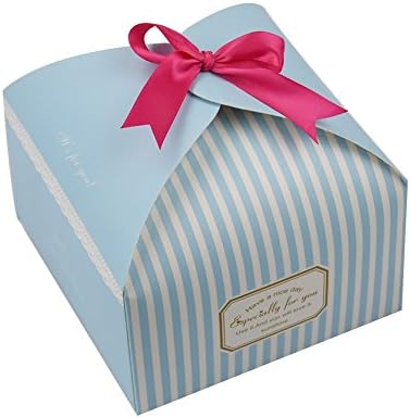 WYTD DIY 4-cavity Small Muffin Candy Cake Bakery Gift Boxes With Ribbon Blue (Set of 6)