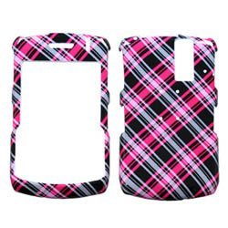 Fits BlackBerry Curve 8300 8310 8320 8330 Cell Phone Snap on Protector Faceplate Cover Housing Case – Plaid Cross Hot Pink