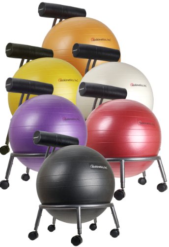 Isokinetics Inc. Brand Fitness Ball Chair - Metal Frame - Adjustable Base and Back Height - Choice of Ball Color or Frame Only