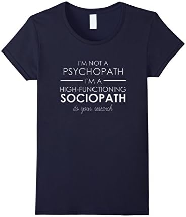 Women's Sherlock Holmes Sociopath T-Shirt - Psychopath Funny Humour Medium Navy