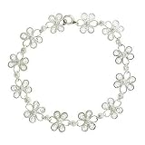 Sterling Silver Delicate Filigree Daisy Link Bracelet
