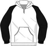 Fruit of the Loom two tone baseball hooded sweatshirt Black and White Small (35-37 inch chest)