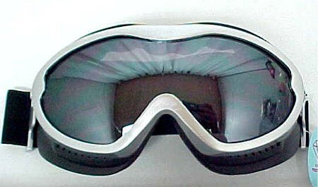 Silver / Black Ski Goggles Smoke Lenses Snowmobile