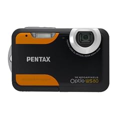 Pentax Optio WS80 Digitalkamera (10 Megapixel, 5-fach opt. Zoom, 6,9 cm (2,7 Zoll) Display, 1.5m wasserdicht, staubdicht) schwarz/orange
