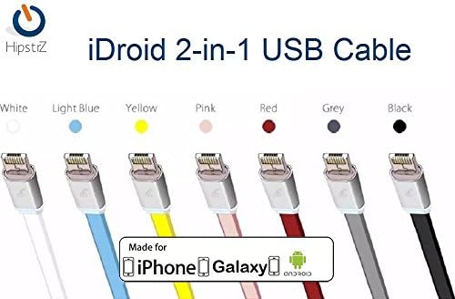 iDroid 2 in 1 Cable Works On iPhone 5/6/6S/SE, iPad Mini/Air/Pro Samsung Galaxy S7/S6/S5/S4, Galaxy Tab 3FT Lightning Cable USB Cord Nylon Braided Charging Cord (Light Blue)