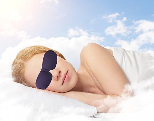 Molliccer Super Soft Material & Comfortable Contoured Sleep Mask - Includes Cloth Carry Pouch and Ear Plugs - For Travel, Shift Work & Meditation Relaxation (Purple)