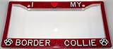 Paw Prints Red Glitter I Love My Border Collie Frame