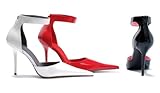 Women's 4 Inch Heel Pointy Toe Pump With Ankle Strap