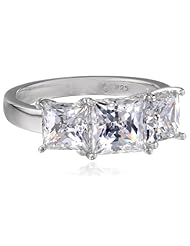 Sterling Silver Swarovski Zirconia 4cttw Princess 3 Stone Anniversary Ring