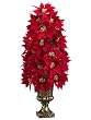 40" Velvet La Costa Cone-shaped Poinsettia Topiary in Paper Mache Pot Red