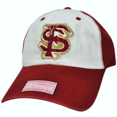 NCAA Florida State Seminoles FSU Maroon Red White Womens Ladies Ripped Hat Cap