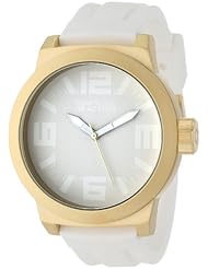 Kenneth Cole REACTION Unisex RK1317 Street Gold Tone Case White Dial and Strap Watch