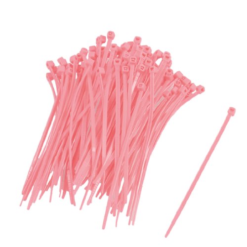 Hot Pink Plastic Self-locking Teeth Marker Label Cable Zip Ties 100 Pcs