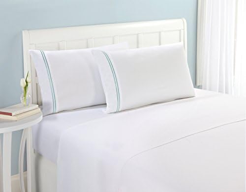 Matisse New York Premium Quality Microfiber Two Line Dots Bed Sheet Set Luxurious Silky Soft Wrinkle Free & Fade Resistant 4 Pc Sheet Set, Deep Pocket up to 16" - All Size and Colors (Twin, Aqua)