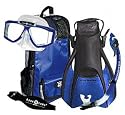 U.S. Divers Sideview Mask, Paradise Dry Snorkel, Travel Trek Fins, Strap & Bag Package
