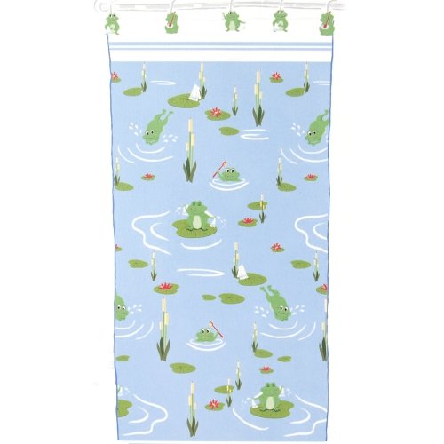 Froggy Blue Fabric Shower Curtain 70x72