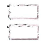 2 Pack Pink Bow and Ribbon Crystal Rhinestone Stainless Steel License Plate Frame by Valor