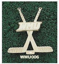 Western Michigan Broncos WMU Hockey Sticks Pendant - 14KT Gold Jewelry