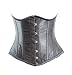 Black Satin Steel Boned Underbust Corset Waist Cincher (22)