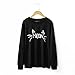 Mixmax Women Cute Cat Face and Meow Letter Print Long Sleeve Sweatshirt Pullover(Medium, Cat Black)