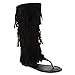 V-Luxury Womens 32-ANIKA66 Open Toe Knee High Flat Sandal Fringe Gladiators