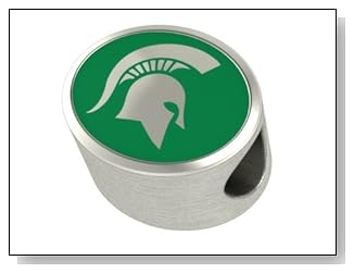 Michigan State Spartans MSU Jewelry Beads and Charms Fits Most Pandora Style Bracelets. High Quality Bead In Stock for Fast Shipping. Officially Licensed