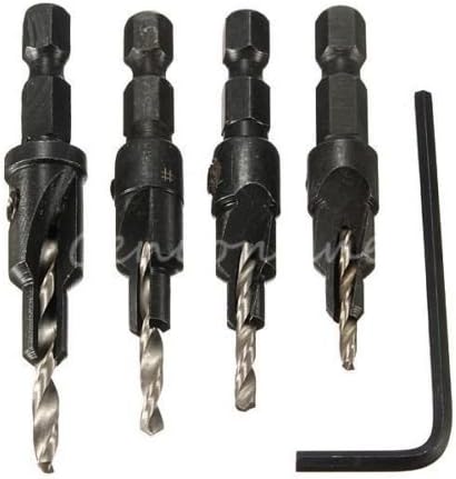 4pcs HSS Countersink Drill Bit Set Quick Change Hex Shank Screw #6 #8 #10 #12
