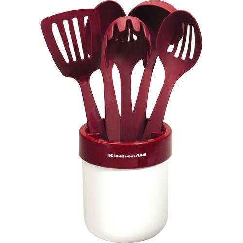 Childrens Toyshop  Kitchen & Housewares : KitchenAid KAT560ER Cook's Series Ceramic Crock With tools Set, Red
