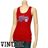Philadelphia 76ers Ladies Red Distressed Logo Tank Top (Small)