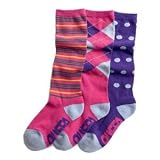 Puffa Long Patterned Childrens Socks - 3 pack in Bubblegum and Damson size 12.5-3.5