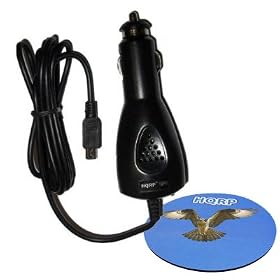 HQRP 12V Chargeur de Voiture Allume-Cigare compatible avec Garmin Nuvi 1340, 1390, 1490, 200, 200W,250, 250W, 260, 270, Magellan Roadmate 1400, 1412, 1424, 1430, 1440, 1470, 1475, Vista C / Cx / H Cx, Venture C/ Cx GPS avec un sous-verre HQRP