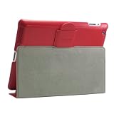 超軽量！ 新しいiPad (iPad3) iPad2 用 ケース イタリア製ソフトレザー素材 スーパースリム  スリープ&スタンド機能付き レッド
