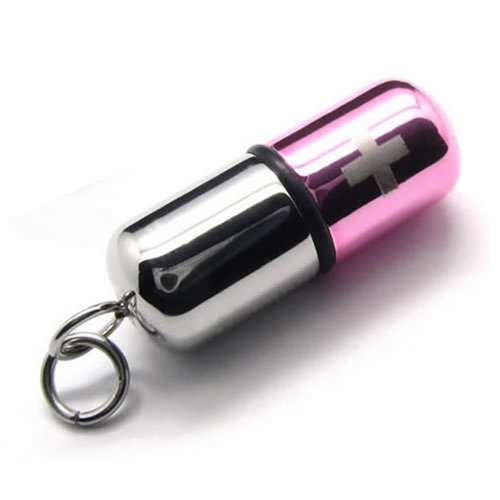 KONOV Stainless Steel Pill Cross Womens Necklace Pendant, Pink Silver, 24 inch Chain