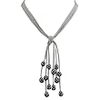 Gray Triple Strand Cascading Dyed Black 9-10mm Cultured Pearls Suede Necklace Gray Triple Strand Cascading Dyed Black 9-10mm Cultured Pearls Suede Necklace