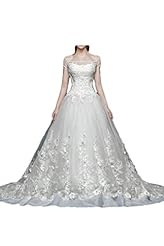 Floral Print  Off the Shoulder Organza/Tulle Lace  Ball Gown Wedding Dress 