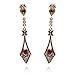 14k Yellow Gold Ruby and Diamond Dangle Earrings
