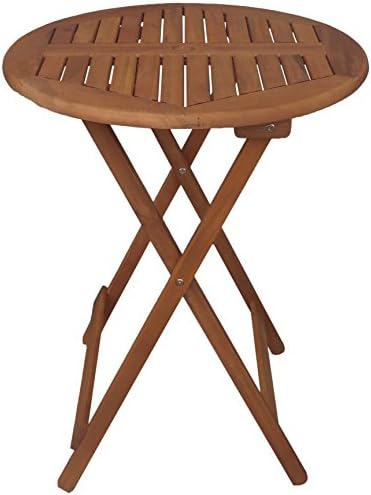 Zen Garden Eucalyptus Foldable Round Table, Size - 23.5"(dia) x 29"(height), Teak Wood Finish