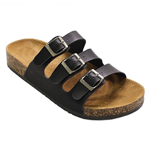 Women's Buckle Triple Straps Platform Footbed TRENDS SNJ Sandals