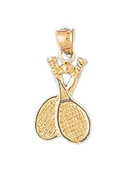 Dazzlers Solid 14 karats gold Double Tennis Racket and Ball Charm Pendant Available in three colors from jewelsberry (weights: 1.9 grams only)