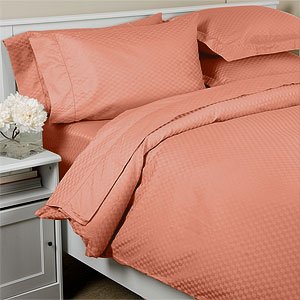 Dobby Check 500TC Egyptian Cotton Sheet Set, Cal-King, Cinnabar by 