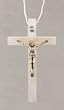 3 and 3/4" Necklace with White Crucifix - Silver Plated, MADE IN ITALY