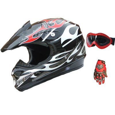 Adult DOT ATV Motocross Helmet Combo 186 Red XS On Sale