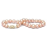 AAA Quality, 6.0-7.0 mm, 7.5-inch, Pink Freshwater Pearl Bracelet, 14k Yellow Gold Clasp